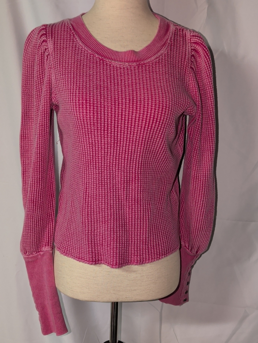 Free Peiple Pink Waffle Knit Long-Sleeve Top